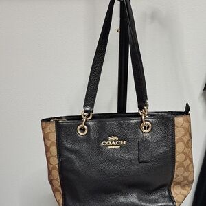 Coach Signature Black and Brown Tote